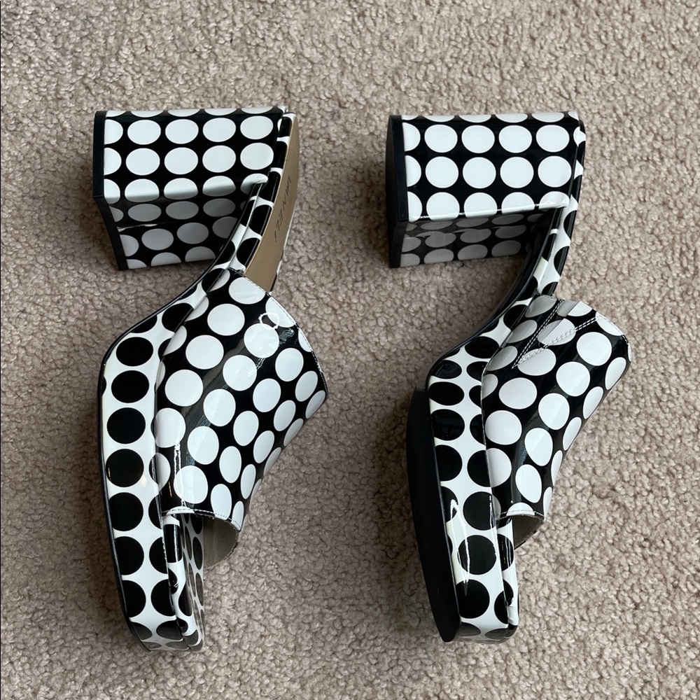 NWT Vaneli Black and White Moyra Polka Dot Chunky Platform Sandals - Picture 9 of 10